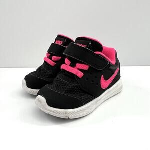 Nike Downshifter 7 Low Top Black Pink Sneaker Shoe Toddler 869971 Girl Baby 4C